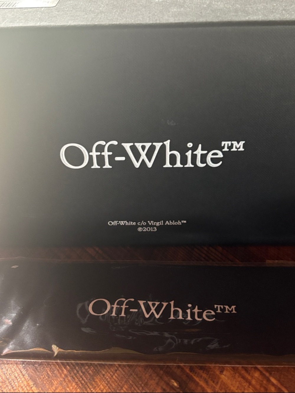 Off-White Black Rectangle Sunglasses with Crystal Trim - Picture 4 of 4